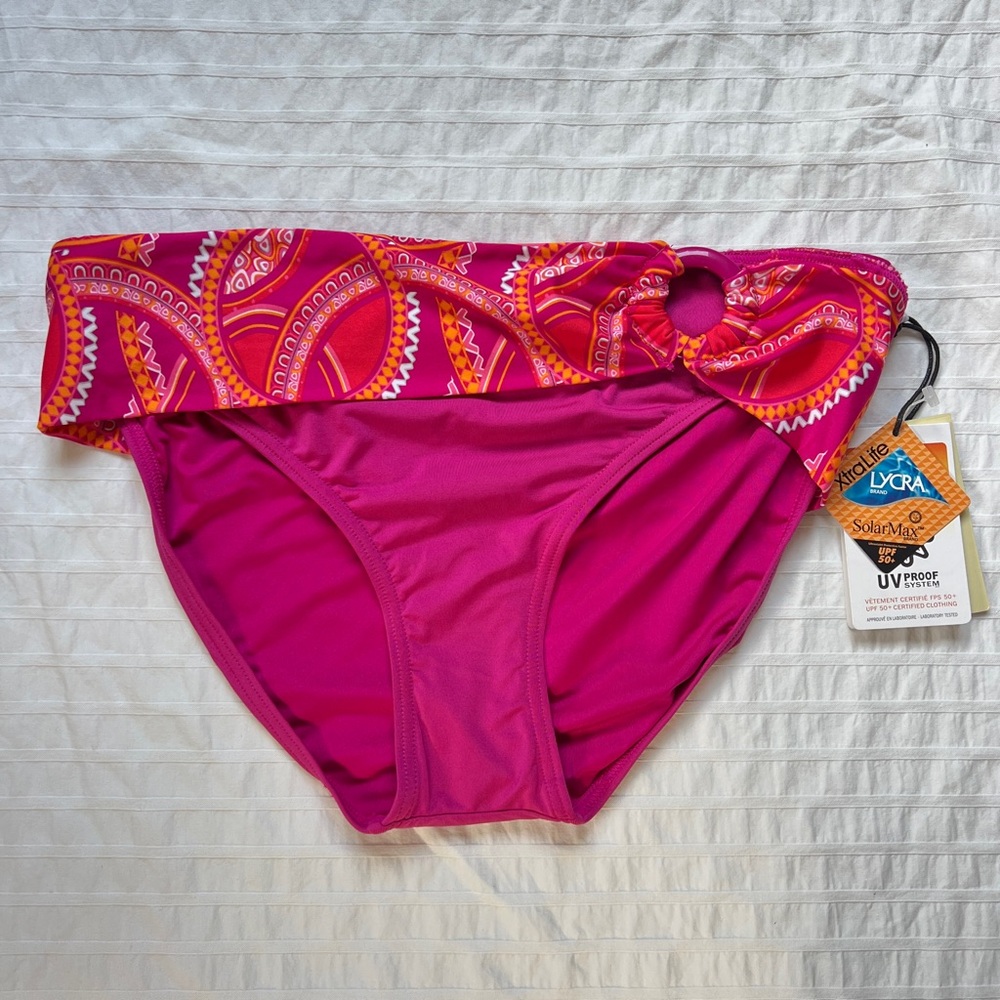 NWT Island Trotters Max Cocos Pink Tropical Print Bikini Bottom, 10